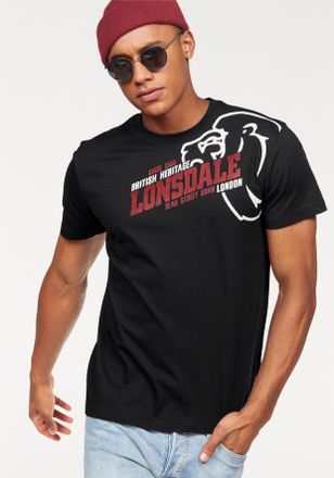 Lonsdale T-Shirt LONSDALE WALKLEY, Herren, Gr. 4XL (68/70), schwarz, Single Jersey, Obermaterial: 100% Baumwolle, Basic h&uuml;ftlang, Rundhals, Shirts T-Shirt