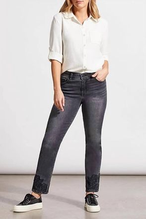 Tribal Sophia Curvy Ankle Straight Jeans In Faded Black