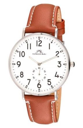 Porsamo Bleu Rowan Leather Strap Watch, 40mm in Brown at Nordstrom Rack