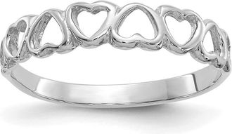 Diamond2Deal 14K White Gold Polished Hearts Ring