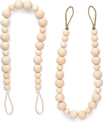 OEM Embrasse De Rideaux Perles Bois - 53 Cm - Perles 1,4 Et 2 Cm - D&eacute;coration Murale Porte - Lot De 4