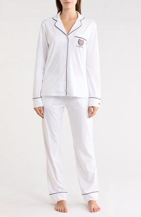 Petite Plume Yacht Club Embroidery Pima Cotton Pajamas in White at Nordstrom, Size X-Small