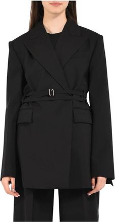 Sportmax Double-breasted Blazer met Ceintuur - Dames - Blazers - Zwart - 2XS - Wol - Jassen