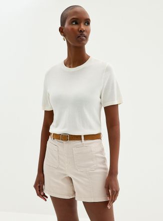 Contemporaine Womens Patch pockets coloured denim short Fit: Flared leg, high rise