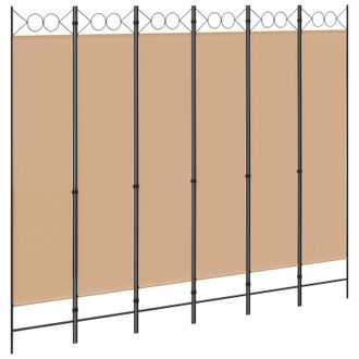 vidaXL Divisor De Habitaci&oacute;n De 6 Paneles Beige 240 X 200 Cm Tela Vidaxl