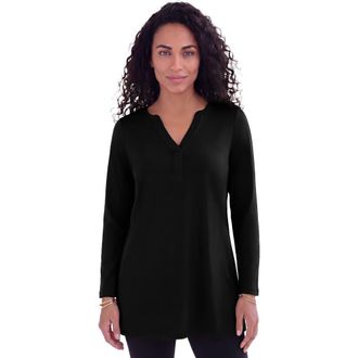 Roaman's Ultimate Y Neck Tunic in Black at Nordstrom, Size Medium