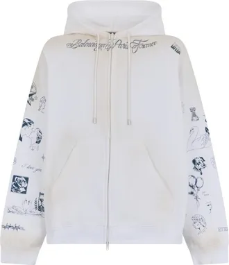 Balenciaga White Zip-Up Hoodie