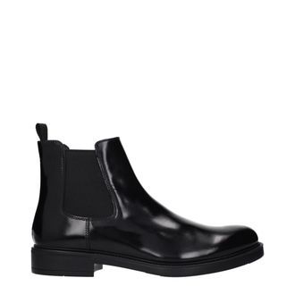Prada Black Leather Ankle Mens Boots