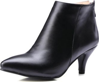 Generic Womens Pointed Toe Ankle Boots with Kitten Heel, Minimalist Versatile Short Style for Party & Evening,Black,1.5 UK