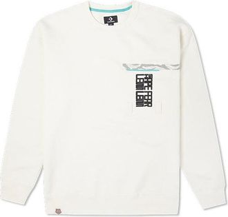 Converse Mens Converse New Year Series Chest Pocket Fleece Lined Round Neck Pullover Milk White 10024156-A01