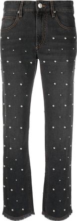 Isabel Marant Dulano straight-leg trousers - women - Coconut/Polyester/Cotton - 38 - Black