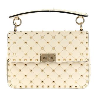 Valentino Garavani Tassen, Dames, Wit, ONE Size, Leer, Medium Nappa Rockstud Spike Tas