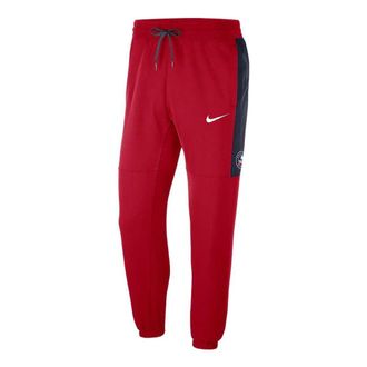 Nike Mens Nike NBA Brooklyn Nets Contrasting Colors Logo Fleece Lacing Sports Pants/Trousers/Joggers Red DC0897-657