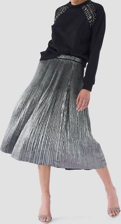 Le Superbe Foil Pleated Skirt In Silver