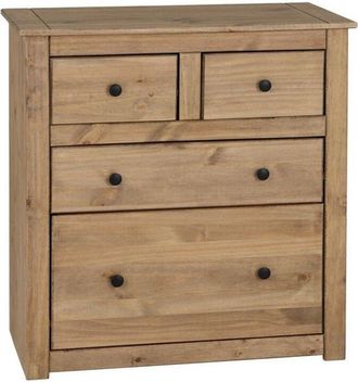 Seconique Panama 2+2 Drawer Chest - L40.5 x W80 x H83.5 cm - Natural Wax