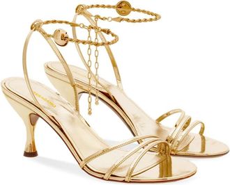 Ferragamo Ankle-Chain 70mm Sandal - Gold
