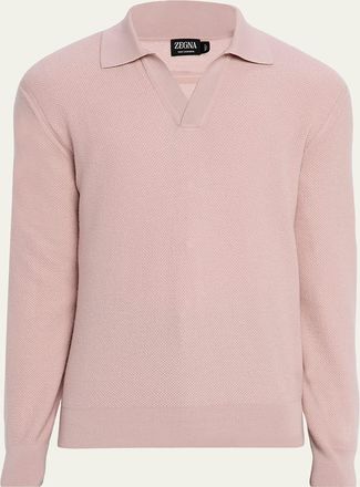 Ermenegildo Zegna Mens Oasi Cashmere Johnny Collar Polo Sweater