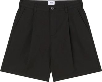 Obey Wijde Geplooide Shorts - Pirate Black - Heren - Korte Broeken - Zwart - W36 - Polyester - Korte Broeken