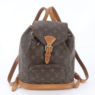 Louis Vuitton Brown Leather Coated Canvas Backpack (Pre-Owned)