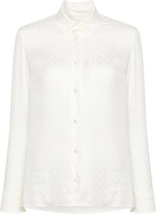 Palm Angels Monogram Jacquard Wit Overhemd - Dames - Overhemden - Wit - M - Overhemden