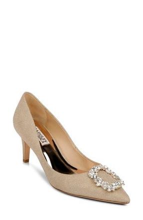 Badgley Mischka Collection Carrie Crystal Embellished Pump in Platin Fab at Nordstrom Rack, Size 5.5