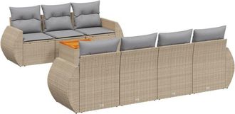 vidaXL Vidaxl - Juego De Sof&aacute;s De Jard&iacute;n Con Cojines Beige 8 Pzas Rat&aacute;n Pe