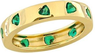 Rina Limor Gold Over Silver 1.30 Ct. Tw. Lab-Grown Created Emerald Eternity Ring