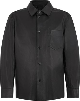 HUGO BOSS Leren Jas - Heren - Casual Overhemden - Zwart - S - Leer - Overhemden