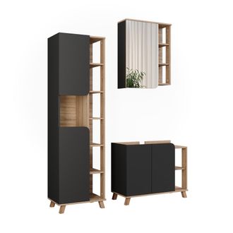 Vicco Conjunto De Muebles De Ba&ntilde;o Karen, Sonoma/antracita, 3 Partes