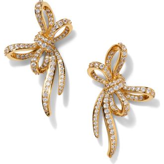 Nadri Le Bisou Pav&eacute; Bow Earrings in Gold at Nordstrom