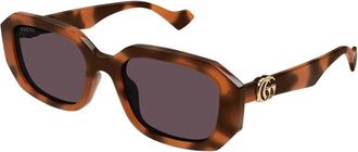 Gucci Sunglasses, female, Orange, 54 MM, Geometric Rectangular Sunglasses