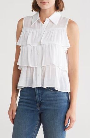 By Design Aurora Sleeveless Tiered Top in White at Nordstrom Rack, Size X-Small