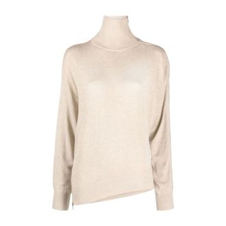Isabel Marant Asymmetric-hem Roll-neck Jumper - female - Isabel Marant - Turtlenecks - Beige - M - Knitwear