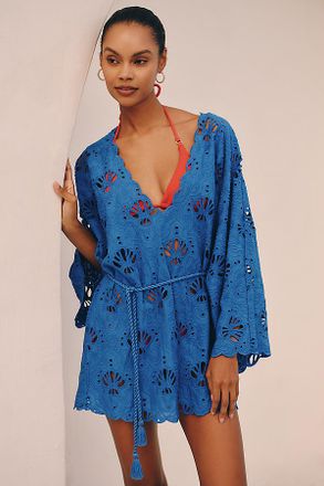 Farm Rio x Anthropologie Shell Eyelet Mini Dress