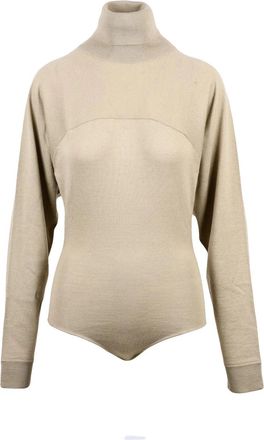 Maison Margiela Beige Fine Knit Acrylic-Blend Bodysuit