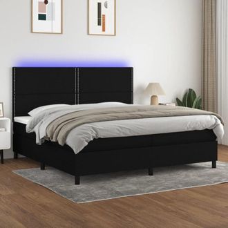 vidaXL Vidaxl - Cama Box Spring Colch&oacute;n Y Luces Led Tela Negro 200x200 Cm