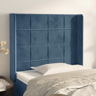 vidaXL Cabecero Con Orejas De Terciopelo Azul Oscuro 93x16x118/128 Cm Vidaxl