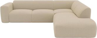 VENTE-UNIQUE.COM Sof&aacute; rinconera terciopelo 6 plazas beige 269x221cm