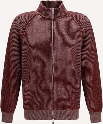 Brunello Cucinelli Vanis&eacute; cashmere rib-knit zip Cardigan Male 52