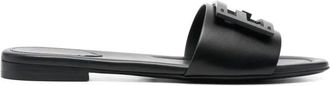 Fendi Schoenen, Dames, Zwart, 37 EU, Leer, Baguette Slide