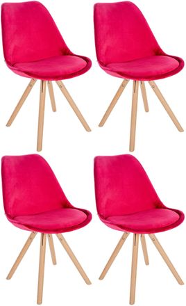 Clp Clp - Pack De 4 Sillas De Sal&oacute;n Sofia En Terciopelo Rojo Natural (redondo)