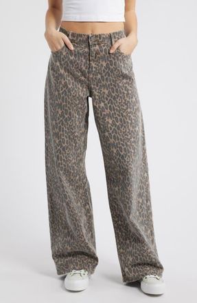 Hidden Jeans High Waist Baggy Wide Leg Jeans in Khaki at Nordstrom, Size 31