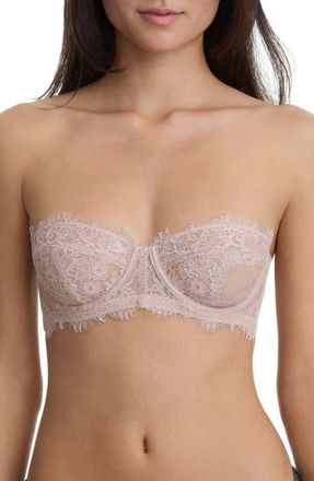 Skarlett Blue Entice Strapless Lace Underwire Bra in Cashmere at Nordstrom, Size 32Dd