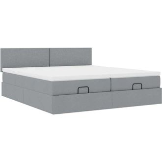 vidaXL Estructura De Cama Otomana Colchones Tela Gris Claro 200x200cm Vidaxl
