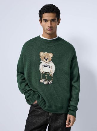 Le 31 Mens Seoul teddy bear jacquard sweater Imported from Seoul