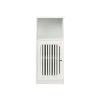 Urban Meuble Mueble de ba&ntilde;o bajo blanco con puerta de lamas y nichos
