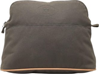 Herm&egrave;s Gray Brown Cotton Pouch (Pre-Owned)