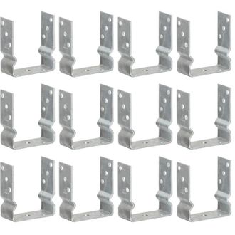 vidaXL Vidaxl - Anclajes De Valla 12 Uds Acero Galvanizado Plateado12x6x15 Cm