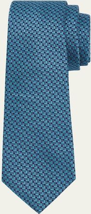 Kiton Mens Geometric Woven Silk 7-Fold Tie