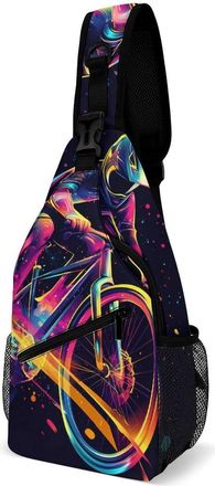 Generic Cycling Forever Colorful Speed Mens Crossbody Chest Sling Bag for Travel Hiking Lightweight Shoulder Bags with Small Side